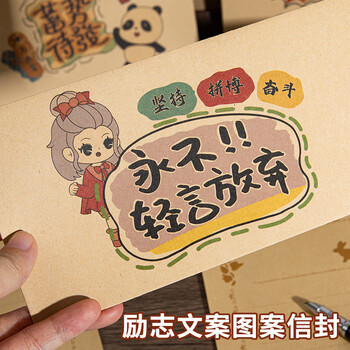 狮洛德 新年励志文字信封可爱卡通祝福语信封祝福创意4信封8信纸