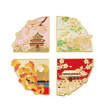 优学库北京四季金属冰箱贴创意特色城市四季紫禁城冰箱贴文创纪念品套装 伴手礼