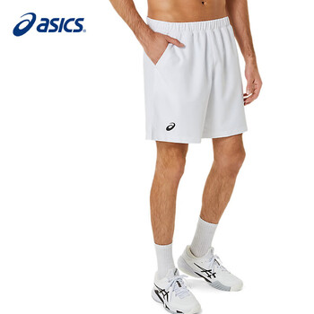 亚瑟士（asics）男式透气速干运动跑步法网9英寸短裤男 2041A261-100法网白色 L
