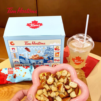 Tim Hortons Tims咖啡伴侣碱水面包干酥脆面包丁焦糖海盐味 30g*10包整箱
