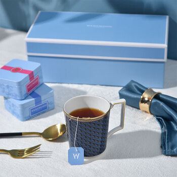 Wedgwood拜占庭马克杯 22k金边陶瓷杯300ml+随身包茶罐套盒