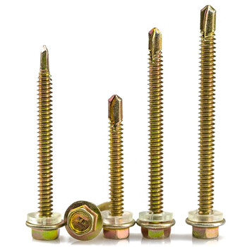 永利尚 彩锌外六角钻尾丝自攻自钻螺丝钉 钻尾燕尾螺丝 M5.2x90 约35个 （1斤/袋)