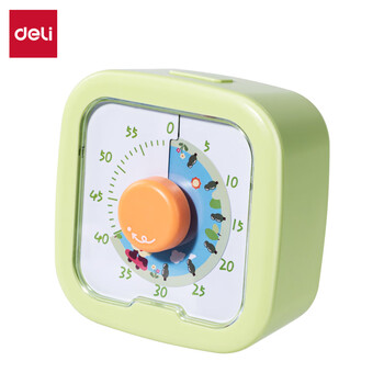 得力（deli）学生可视化计时器时钟时间管理器一键循环倒计时闹钟学习多功能定时器绿文具儿童生日礼物男女孩
