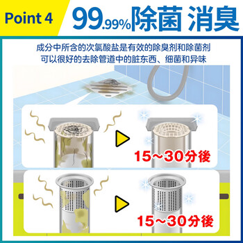 花王（KAO）管道疏通剂4瓶装强力溶解下水道厨房油污疏通神器堵塞马桶除臭剂