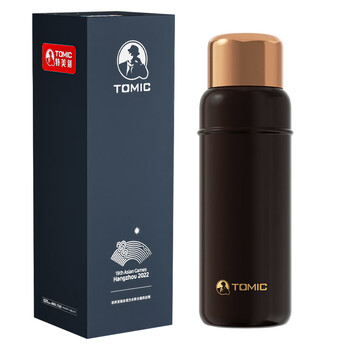特美刻（TOMIC）保温杯焖茶杯陶瓷内胆钛茶隔保冷水杯节日礼物黑色 600ml