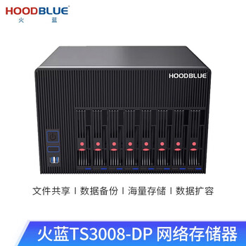 火蓝（HOODBLUE）TS3008-DP塔式网络存储器8盘位NAS磁盘阵列文件共享备份存储服务器 （48GB内存） TS3008-DP-24TB