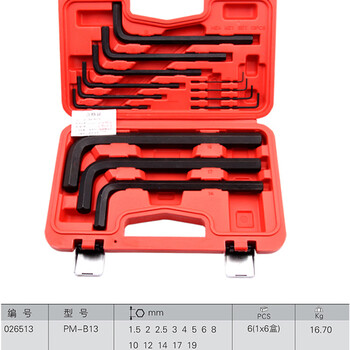 捷科（JETECH）内六角扳手套装加长平头六角匙家用机械维修工具13件套 PM-B13