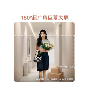 360可视门铃6哨兵版500万像素超清画质家用监控智能门铃电子猫眼摄像头手机远程预录制+64G套装