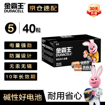 金霸王(Duracell)5号电池40粒装碱性干电池五号 适用博朗耳温枪/血氧仪/鼠标血压计电子秤遥控器儿童玩具