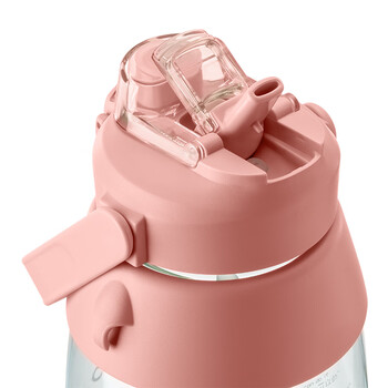 泰福高（TAFUCO）tritan大容量夏季网红大肚杯学生塑料杯女生双饮杯1L蜜桃粉T2850