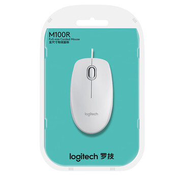 罗技M100r 鼠标 有线鼠标 办公鼠标 对称鼠标 大手鼠标 白色