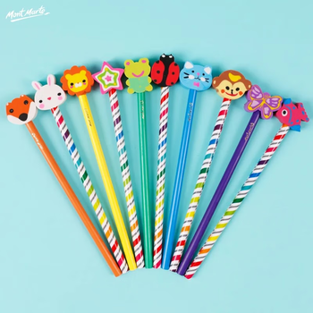 蒙玛特卡通铅笔彩铅儿童可爱铅笔带大头橡皮幼儿园小奖品出游24支VMMKC0196文具礼盒女孩生日礼物