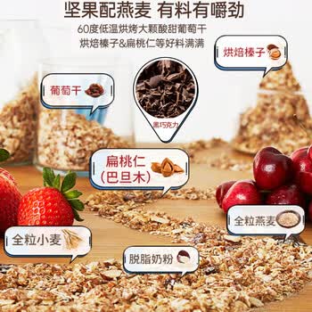 欧倍水果坚果黑巧克力燕麦片500g即食冲泡原装进口高纤维燕麦片冷泡
