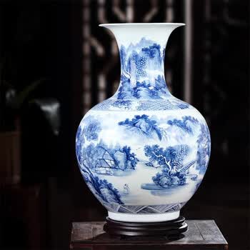 青花山水花瓶价格报价行情- 京东