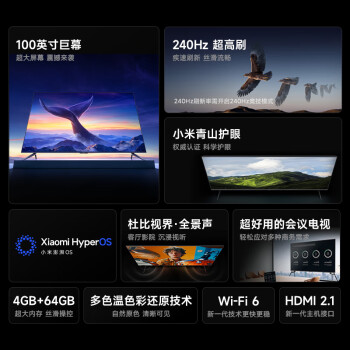 小米（MI）电视100英寸包安装(可移动艺术支架送装一体)240Hz  Redmi MAX100二级能效家电