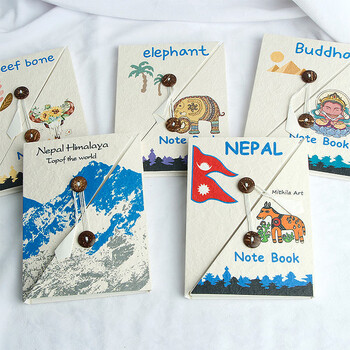 空色尼泊尔手工本猫头鹰32张11*15cm手账本diy素材日记本复古旅行高颜值网红手账本纸加厚手工本口袋本