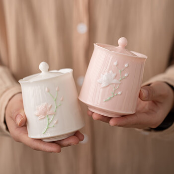苏氏陶瓷勿忘我堆花茶叶罐密封罐两个礼盒组伴手礼