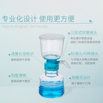 比克曼生物（BKMAM）真空过滤器实验室一次性瓶无菌顶过滤装置 1000/1000套装接头0.22μm