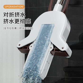 百世优品 胶棉拖把28cm2头对折挤水拖把家用一拖净免手洗2025拖地吸水海棉