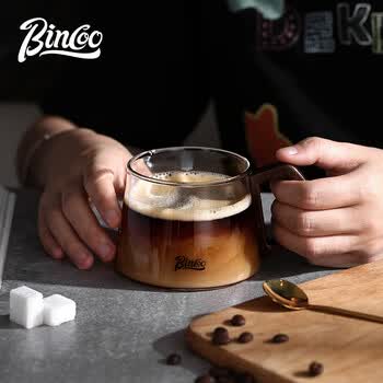Bincoo日式玻璃咖啡杯高颜值美式dirty拿铁拉花杯办公室喝水杯子