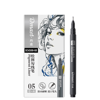 得力（deli）12支0.45mm美术丹途勾线笔-05套装专业绘画手绘素描彩绘软款画画女孩儿童礼物速写 RM100-05