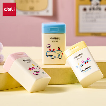 得力（deli）河马单孔卷笔刀铅笔彩铅削笔器学生文具转笔刀便携铅芯研磨器粗杆削笔刀大容量集屑生日毕业礼物混