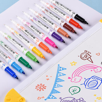 金万年12色白板笔0.5-1.0mm大小双头可擦粗细纤维笔头易擦易写儿童练字涂鸦绘画G-0639T