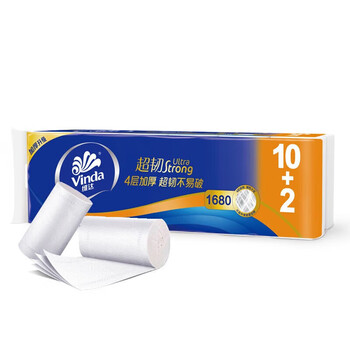 维达（Vinda）超韧不易破 加厚无芯卫生卷4层加厚140g*12卷/提 V4457