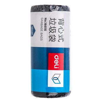 得力18816背心式垃圾袋(黑)(单卷装，30只/卷)