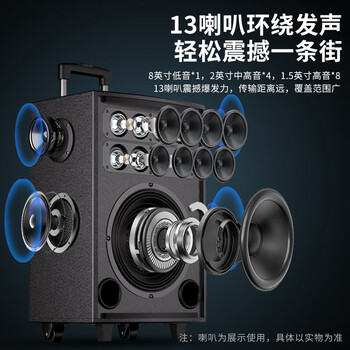 索爱（soaiy）X60大功率13喇叭重低音广场舞户外k歌蓝牙拉电木吉他乐器音箱拉杆音箱扩音器双麦克风8寸