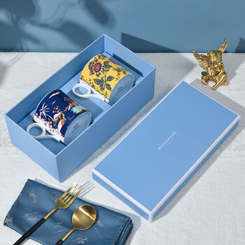Wedgwood漫游美境黄色绮想+蓝塔物语马克杯对杯套盒 陶瓷杯对杯270ml Wedgwood漫游美境黄色绮想+蓝塔物语马克杯对杯套盒 陶瓷杯对杯270ml