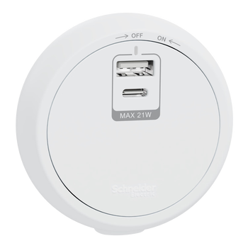 施耐德电气21W快充轨道插座排插1C+1A口20W快充适配器开关搭配白/咖轨道白色