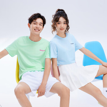 薰风（KUMPOO）羽毛球服速干短袖男凉感T恤女上衣休闲服K242U01113 牛油果绿 2XL