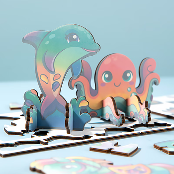 齐心（COMIX）儿童手工DIY套装3D立体水画板清水上色拼图积木 益智启蒙重复使用安全环保幼儿园礼物DS-523
