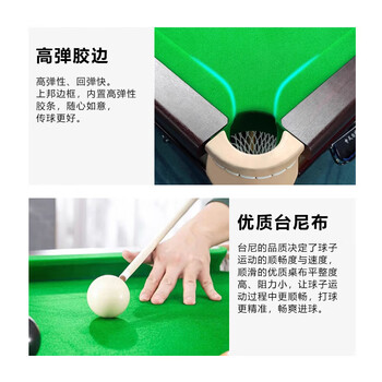奋战者 台球桌标准成人家用桌球台美式黑八九尺大理石台球台 花腿顶配款