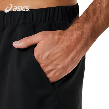 亚瑟士（asics）男式夏季透气速干运动跑步短裤男 2041A261-001澳网黑色 L