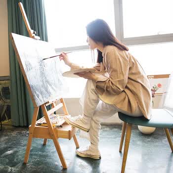 蒙玛特（MontMarte）画架榉木抽屉式折叠油画架素描画板示架加12色60ML手指画VXD1美育工具