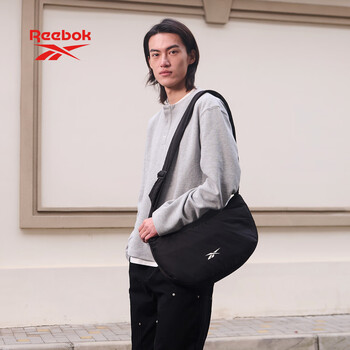 锐步防泼水耐磨手提斜挎包大容量男女同款户外休闲通勤包 黑色