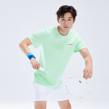 薰风（KUMPOO）羽毛球服速干短袖男凉感T恤女上衣休闲服K242U01113 牛油果绿 2XL