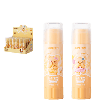 得力（deli）黄油小熊 高颜值儿童胶棒 学生文具 手工PVP固体胶(混)(15g/支) HY516