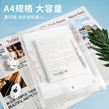 晨光（M&G）A4竖式档案袋线扣文件袋白色塑料透明袋子ADM94518 12个装