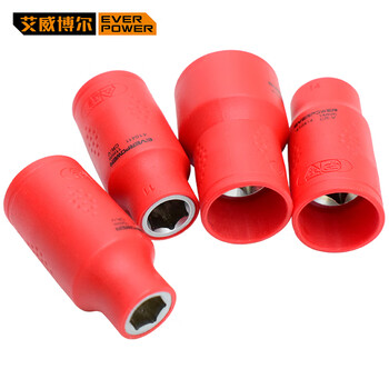 艾威博尔耐高压1000V绝缘工具VDE套筒六角新能源汽车维修扳手套筒 410412