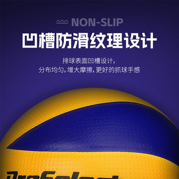 专选（PROSELECT）排球专业比赛超纤贴皮排球学生考试训练5号硬排球GV466T