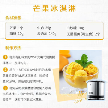 WMF冰淇淋机 家用不锈钢酸奶机 需预冷物理式制冷小型自制冰激凌机