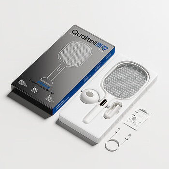 质零米家智能联动数显电蚊拍远程诱蚊充电强力苍蝇拍紫光诱蚊小米白