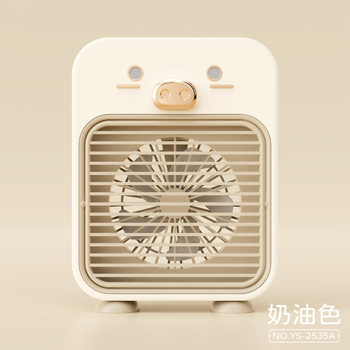 欧利文新款喷雾小风扇加湿器usb小型便携式办公室水雾化电风扇二合一桌面宿舍充电制冷器风宝 米白色