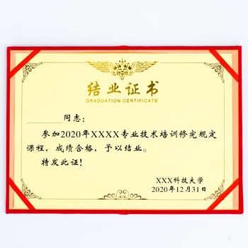 Touch Fish 结业证书奖状封皮证书外壳空白内芯烫金红色绒面进修培训 大12K结业证书（10本装）附20张内芯