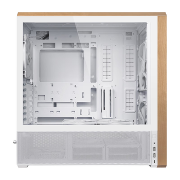 LIANLI联力L217 中塔式台式电竞游戏机箱 白色 标配5把风扇/支持EATX主板/木艺机箱/双开关