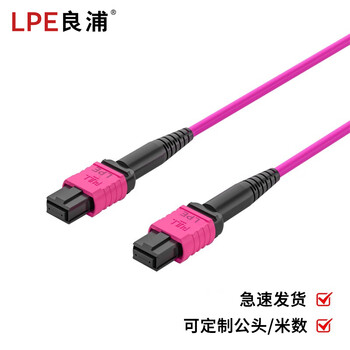 良浦 多模万兆MPO-MPO12芯OM4光纤跳线 40G/100G/200G模块用跳纤5米 MPO-MT12-5M