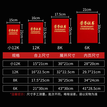 泰档证书荣誉证书绒面烫金A4尺寸加厚空白内芯内页大12开（A4）10张RJ1210